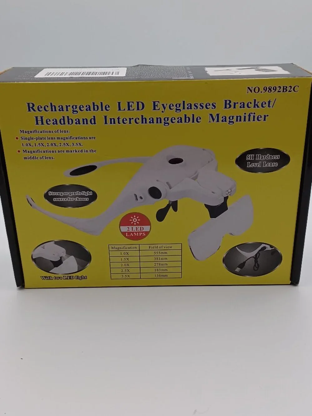 Rechargeable LED eye glasses 5 Interchangeable Magnifier Lenses Used